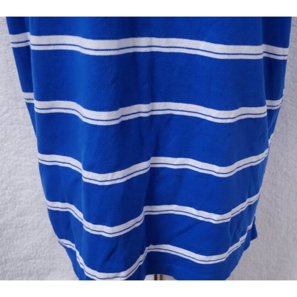 Chaps Large Blue White Stripe Short Sleeve Golf 2 Button Pullover Polo Shirt - Picture 10 of 11